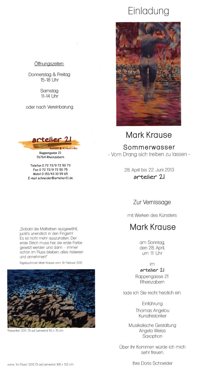 Vernissage und Ausstellung mit Werken von Mark Krause